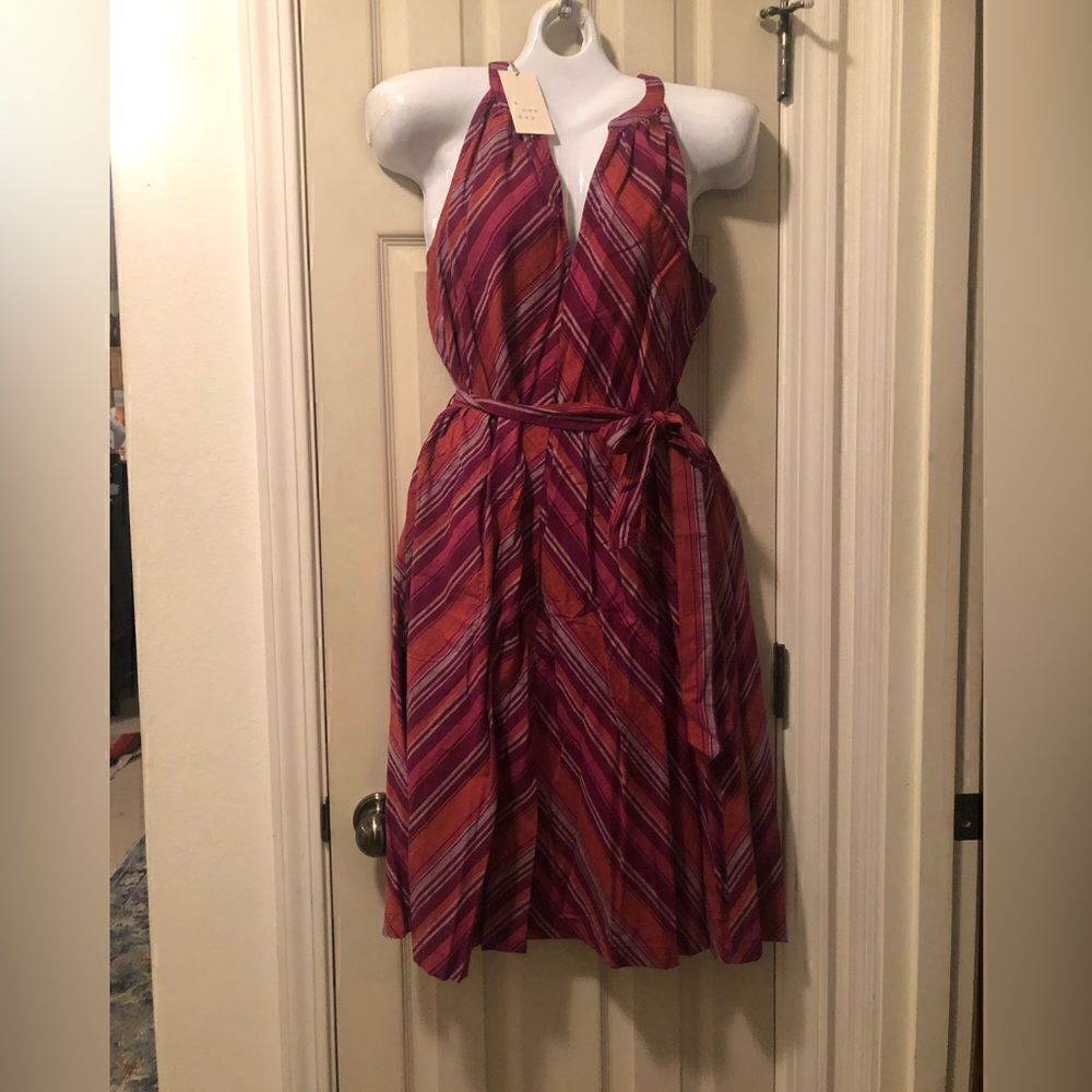 A New Day Sleeveless Belted Dress Multi Stripe , med (but can fit sm- large)